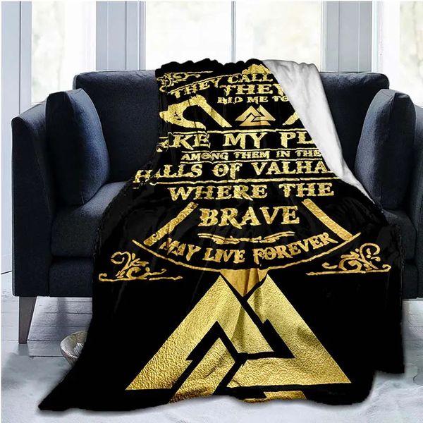 FOGOMOVE designer blanket Norse Runes Axes 3D Soft Throw Lightweight Flannel Warm Blanket for Bedroom Couch Sofa