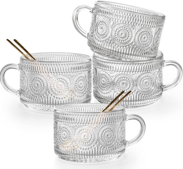 Suower Emed Gold Coffee Ins Nordic Transparent High Beauty With Handle Drinking Pearl Milk Cup