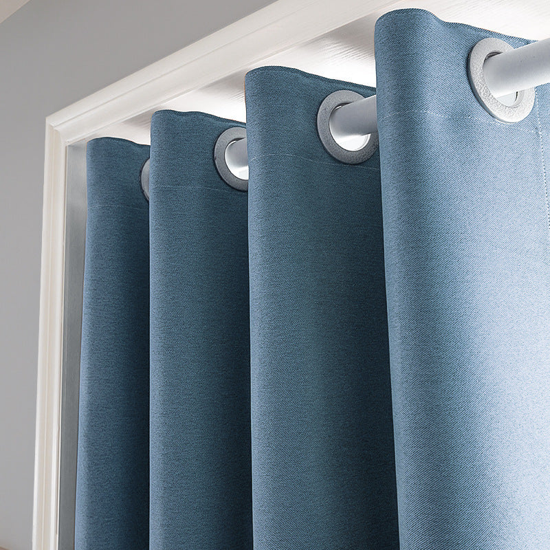 A813 solid color sun-proof sunshade curtain cloth simple punch-free installation full light-proof living room bedroom finished punched model ins