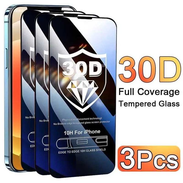 3PCS 30D Tempered Glass Screen Protector for IPhone 13 14 11 15 Pro Max Plus 12 Mini XS XR X Film 15Pro Full Protective Cover M250120