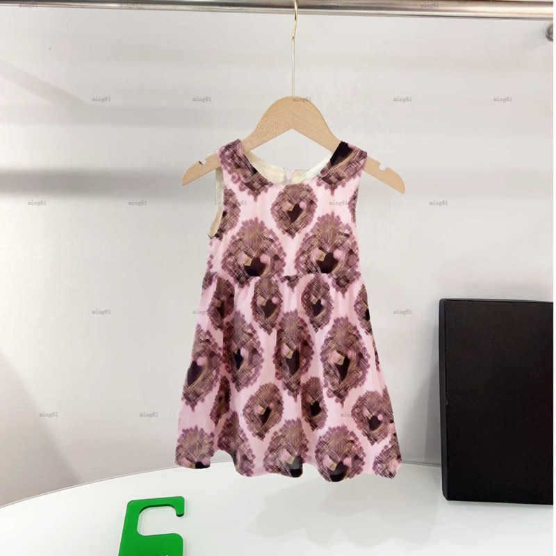 Designer brand Halter dress Bow binding kids dress Pure cotton skirts girls dresses color printing Kids skirt Baby Clothes A001X01N098