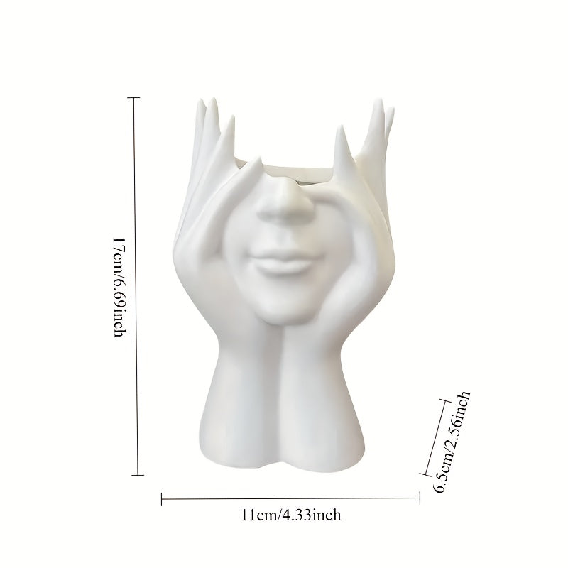 TEMU 1 Creative Face Organizer With Brush Holder - Desktop Makeup Storage, Minimalist Office & Vanity Decor - Insertable For Painting Effects -