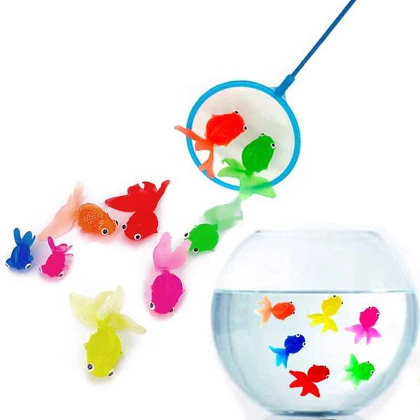 7pcs-set Kids Soft Rubber Gold Fish Baby Bath Toys for Children Simulation Mini Goldfish Water Toddler Fun Swimming Beach Gifts C250117