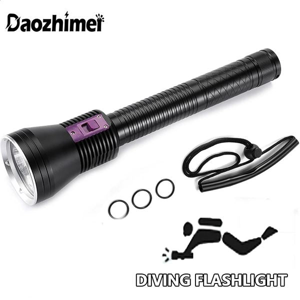 Professional LED diving flashlight 8000LM 3 * XHP70 outdoor portable waterproof flashlight 100M scuba tactical diving flashlight 241206