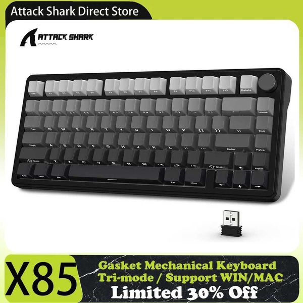 Keyboards Attack Shark X85 the third mock examination gasket 75% mechanical keyboard with CNC knob 5-layer paddle hot plug RGB backlight NKR