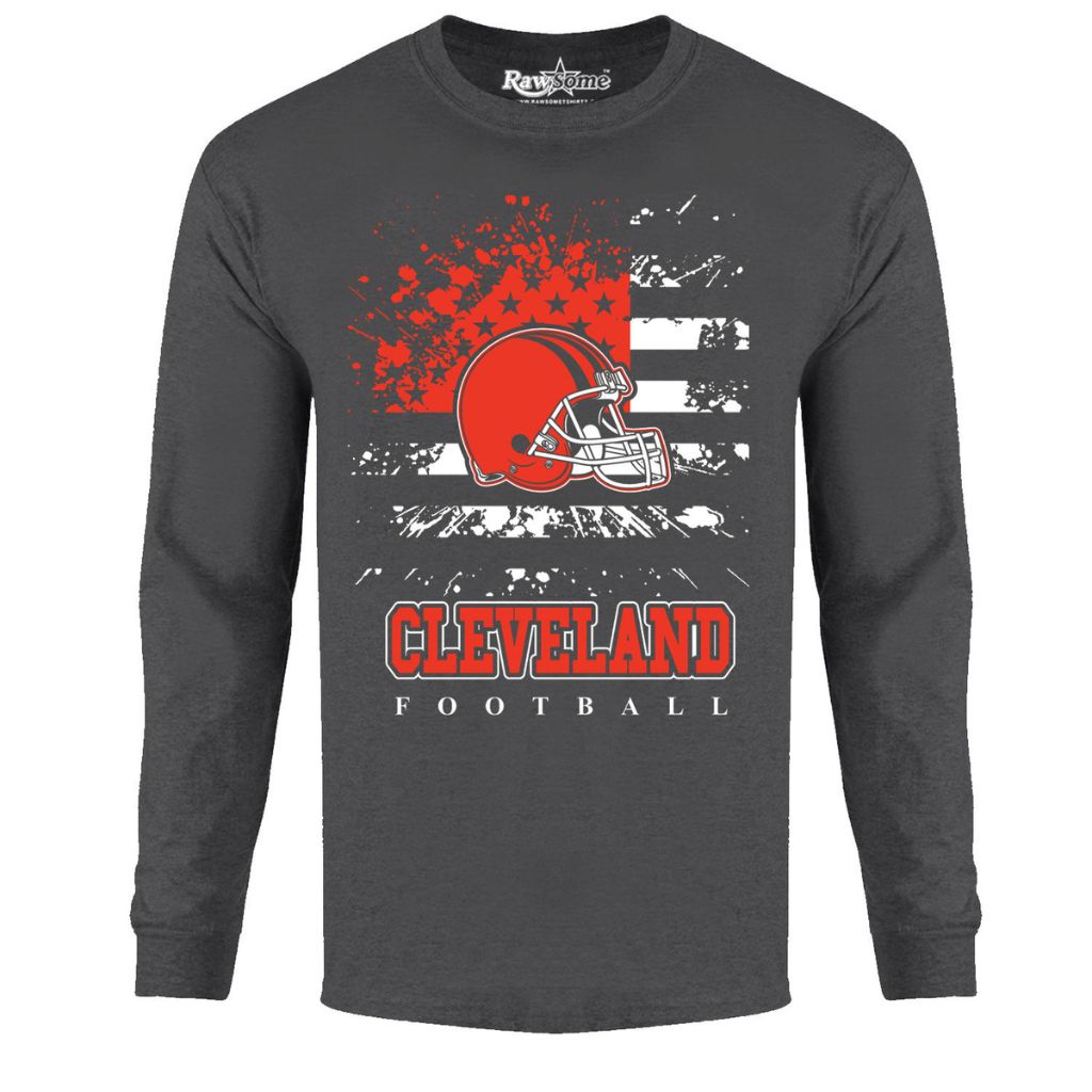 Men's Star-Spangled Football Long-Sleeve Shirts - Small - Cleveland