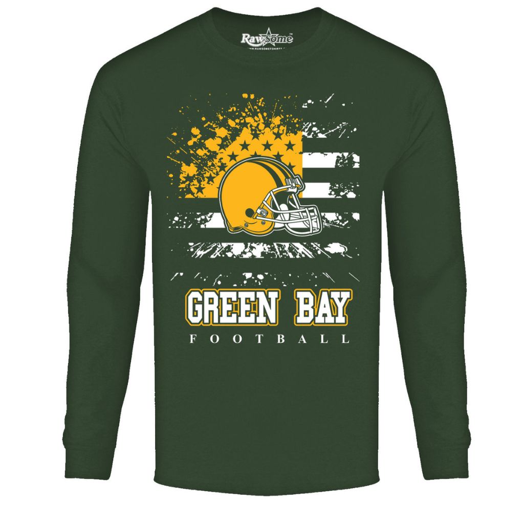 Men's Star-Spangled Football Long-Sleeve Shirts - 2X-Large - Green Bay