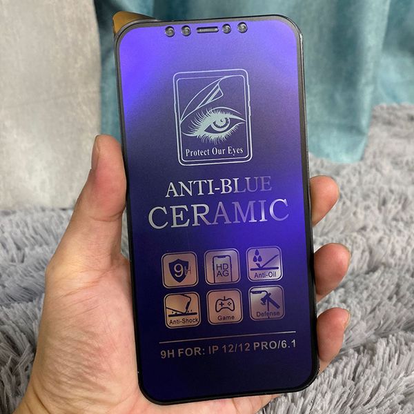 Screen Protector For iPhone 15 Pro Max 14 Plus 13 Mini 12 11 XS XR X 8 7 SE Ceramics Film Matte Full Cover Coverage Anti Blue Protect Eyes P