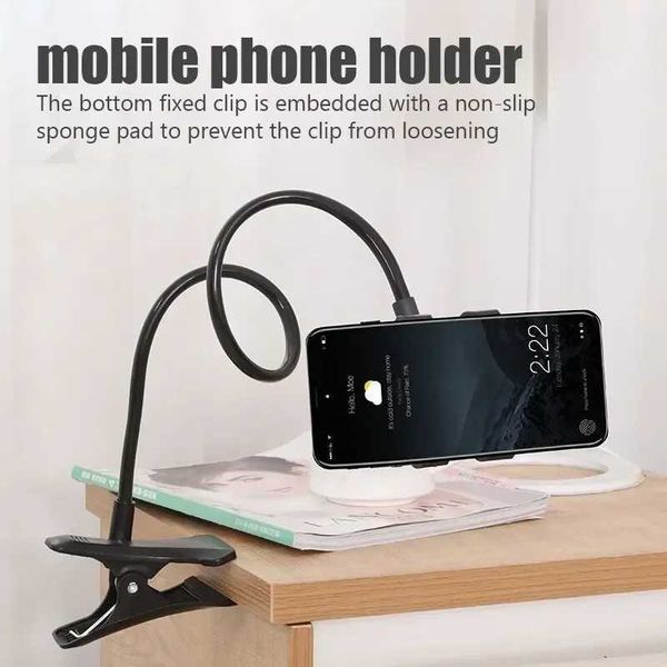 70cm 360 Cllp Moblle Phone Holder Stand Portable Flexlble Lazy Bed Desktop Bracket Smartphones Desk Bed Mount Stand Base Support Y240806 Y24