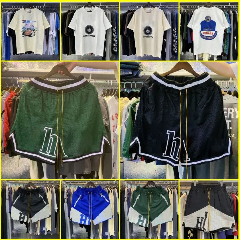 5A Designer Shorts Men T Shirts Summer Fashion rhudeshorty Beach Pants spider hoodie Nylon Mesh Drawstring Zipper graphic tee High Street limited es