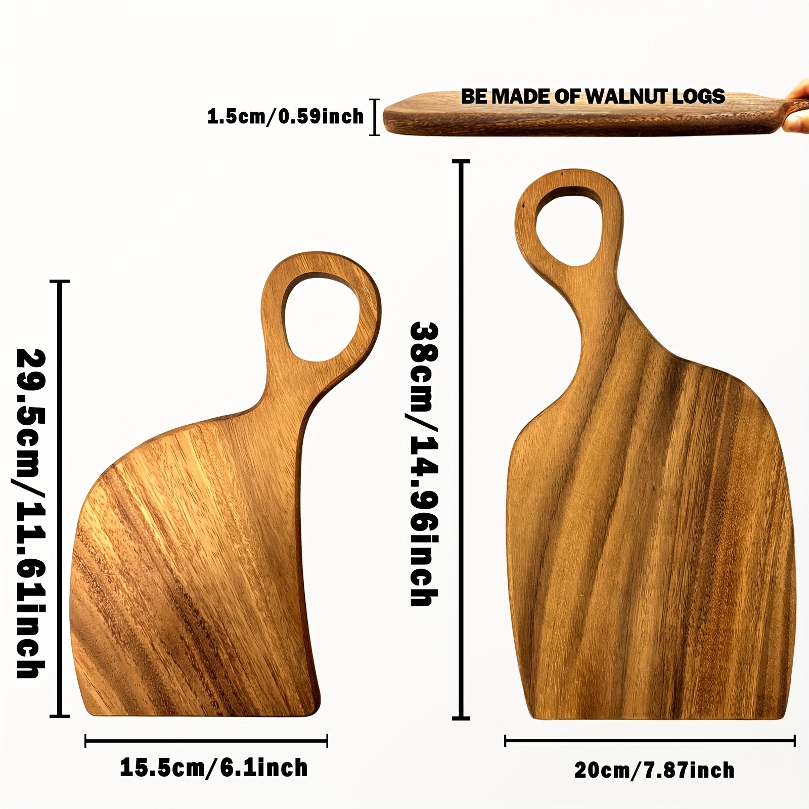 TEMU Set Of 2. Handcrafted Walnut Cutting Board Set For Couples - Durable And Stylish Serving Plates. Versatile Cutting Board For Meat, Fish, Cheese,