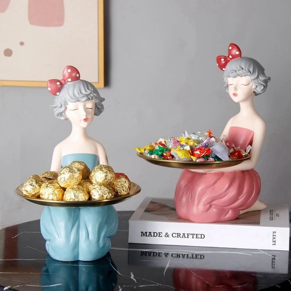 LUDA Figurine Ornament Bubble Girl Figurine Nordic Ins Creative Resin Living Room Entrance Key Small Objects Storage Decor 241113