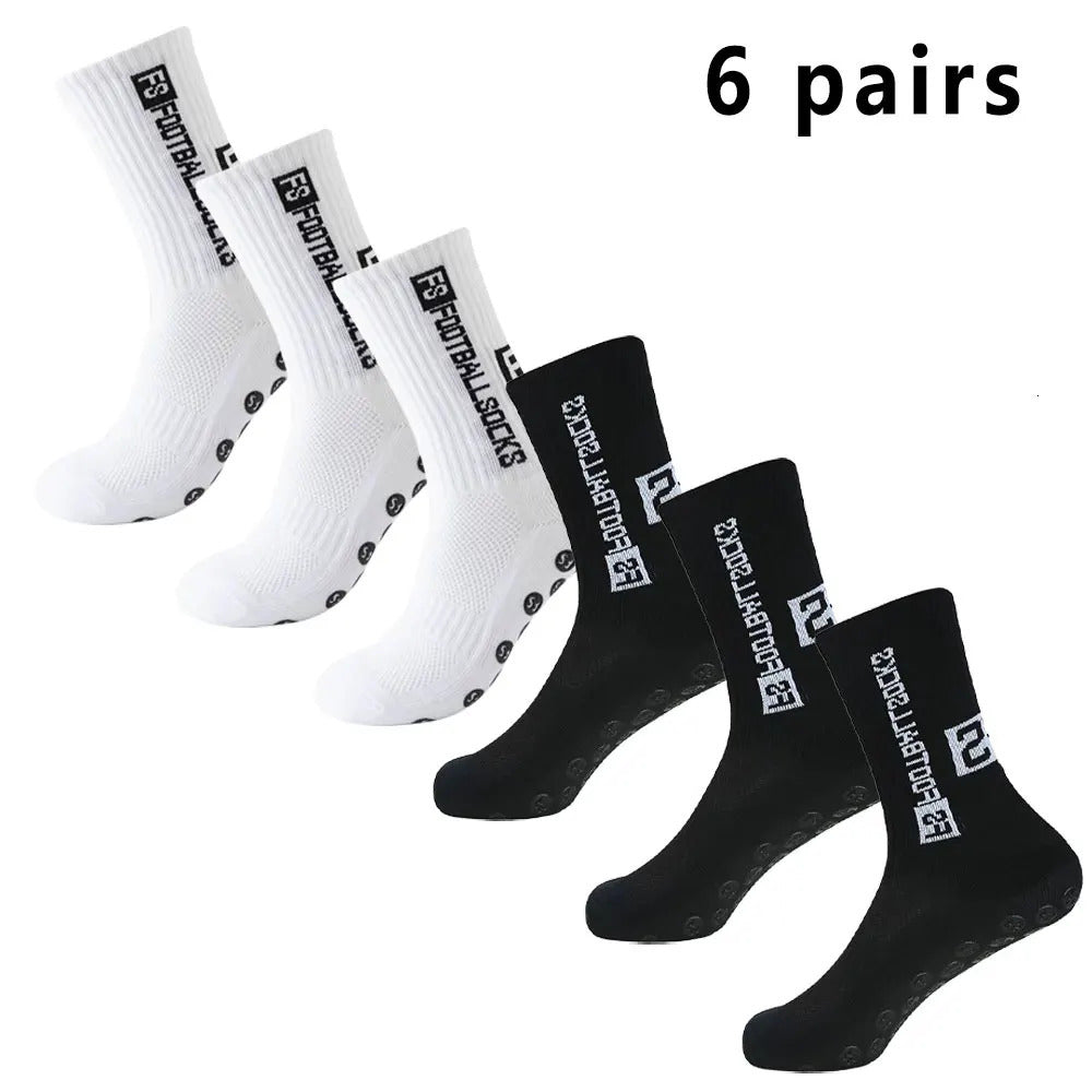 6 Pairs Soccer Socks Sports Grip Antislip Basketball Spot Rubber Cotton 241015