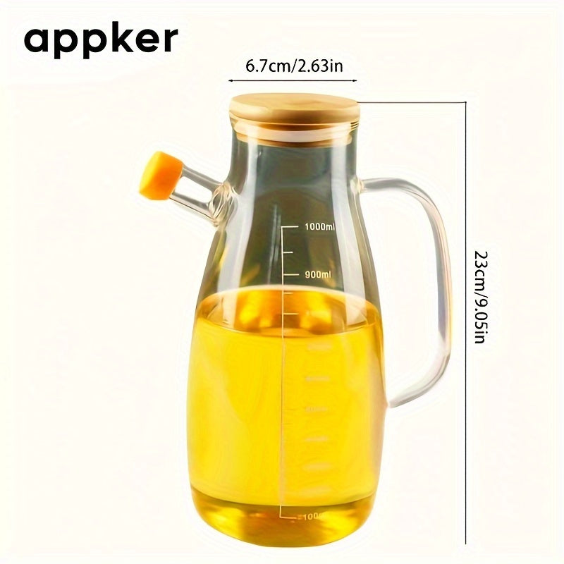 TEMU 1pc, Oil Bottle, Glass Olive Oil Dispenser Bottle, Non-leakproof Oil Bottle, Oil Storage Bottle, Seasoning Bottle, Vinegar Bottle, Kitchen