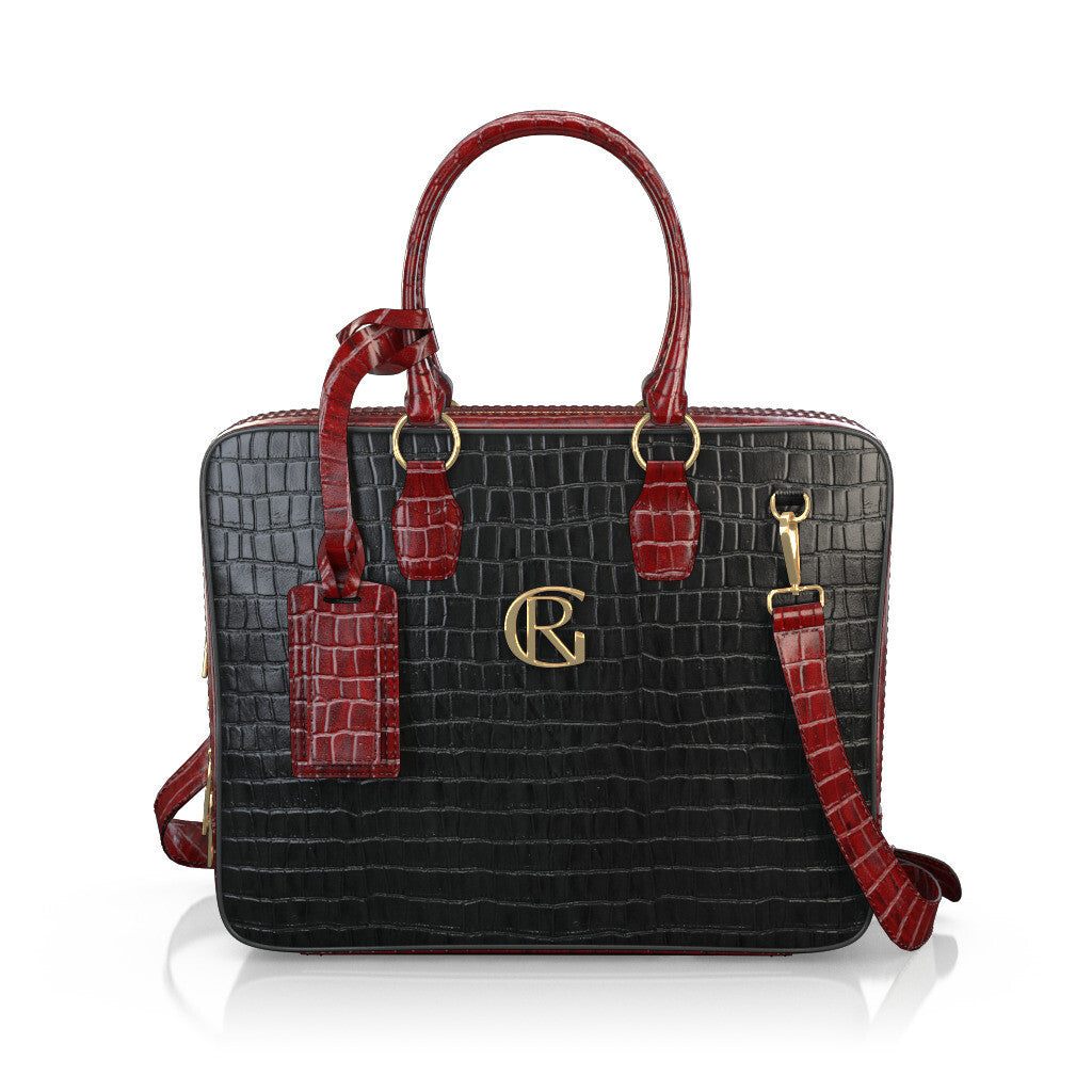 Sac pour ordinateur portable Homme en Cuir estampé Bordeaux Rouge - Sur Mesure - GIROTTI 49943