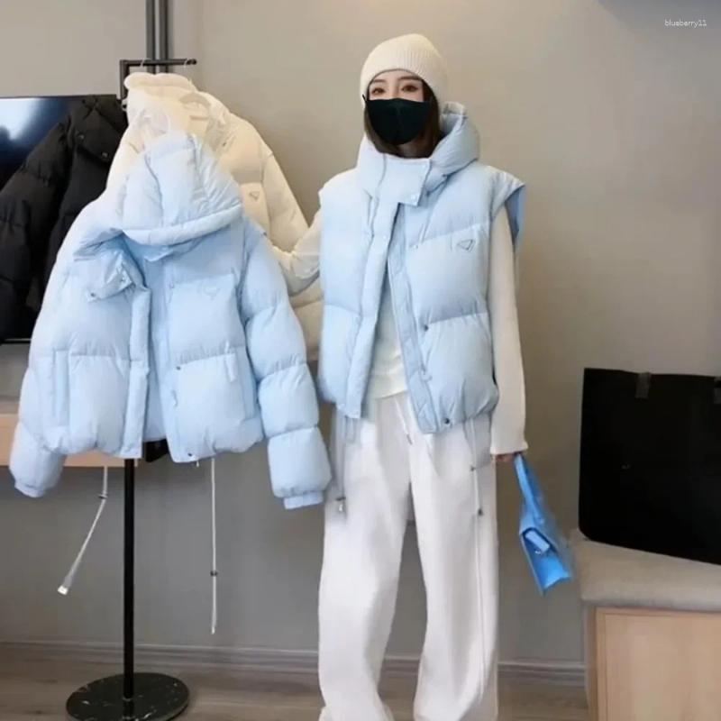 Women&#039;s Down Autumn And Winter Jacket Detachable Double-sleeved Hooded 2025 Wave Loose Leisure Parka Coat