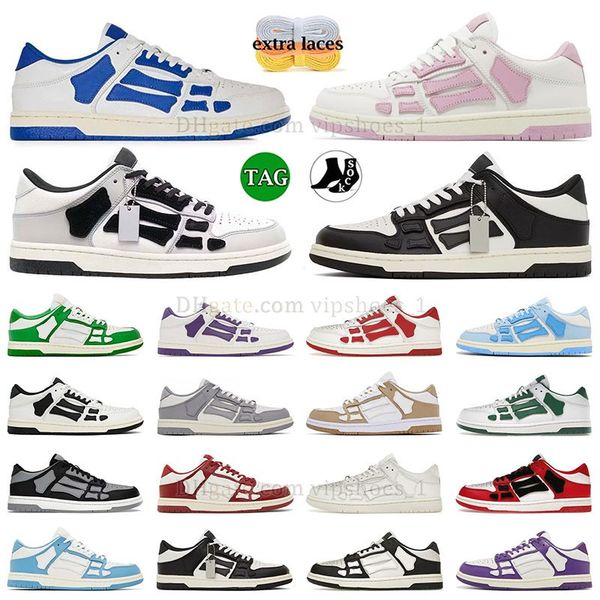 Top Designer Skeleton Casual Skel High Shoes Low Lace Up Treinadores Branco Black Green Skelet Bones Runner Sports Mens Sneakers 36-45