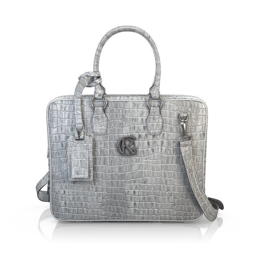 Laptoptasche für Herren aus Geprägtes Leder Hellgrau - Selbst gestalten - GIROTTI 50003