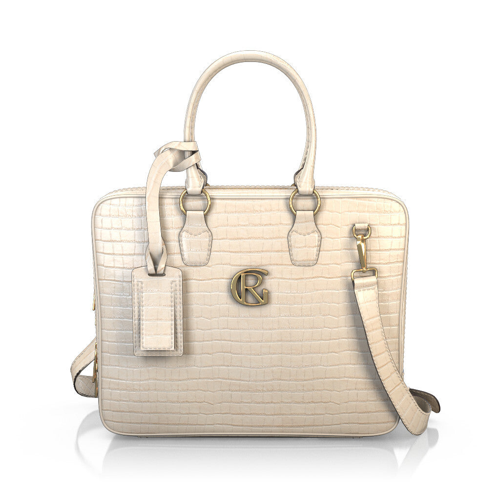 Sac pour ordinateur portable Homme en Cuir estampé Beige - Sur Mesure - GIROTTI 50009