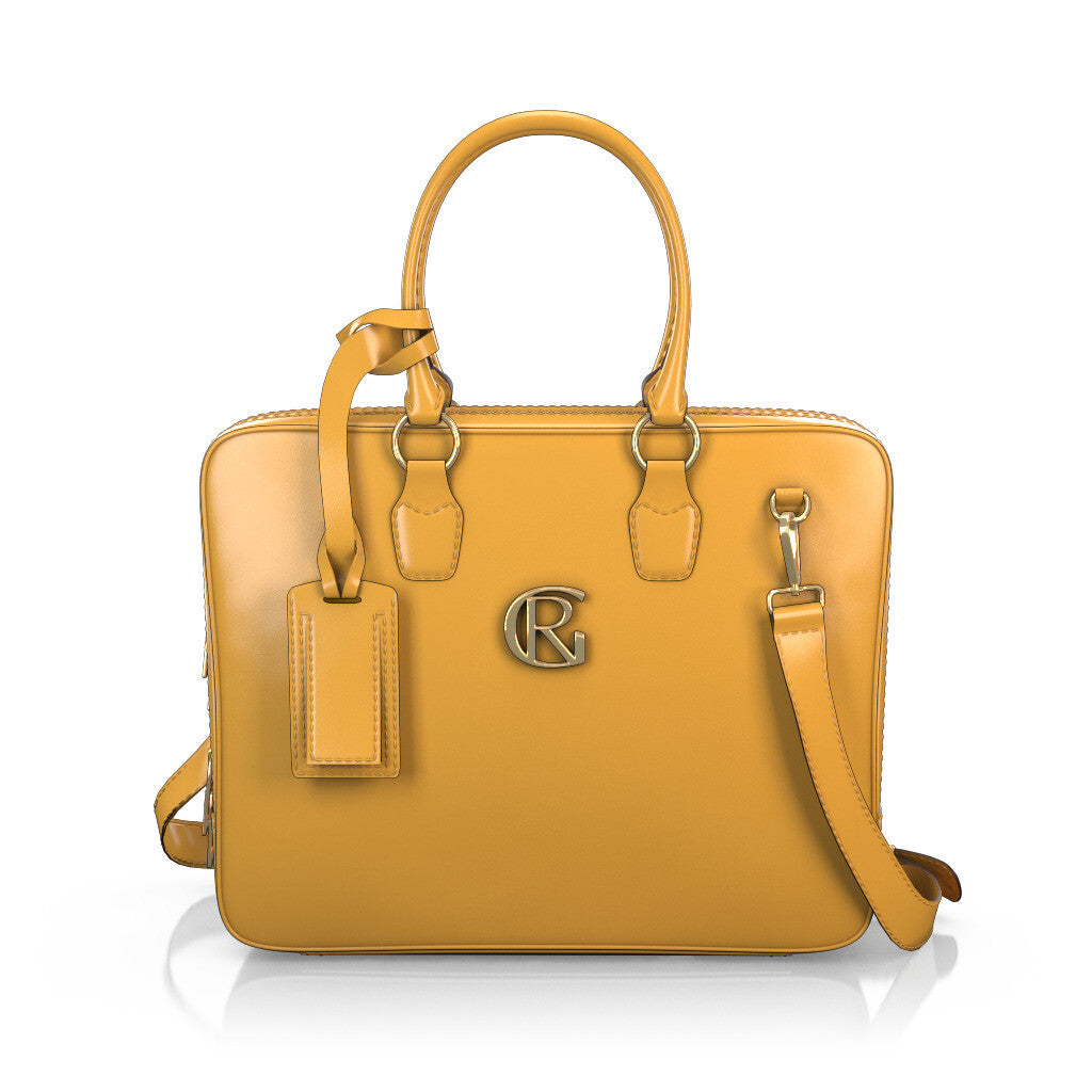 Sac pour ordinateur portable Homme Faites main en Italie en Cuir Jaune - Sur Mesure - GIROTTI