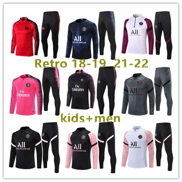 Retro 21 22 Classic psgtracksuit Paris tracksuit training mbappe chandal survetement tuta retro futbol psgES Soccer tracksuit football track