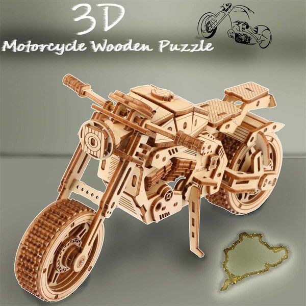 3D wooden puzzle DIY motorcycle puzzle desktop decoration wooden craft board game toy building block adult birthday gift X241122