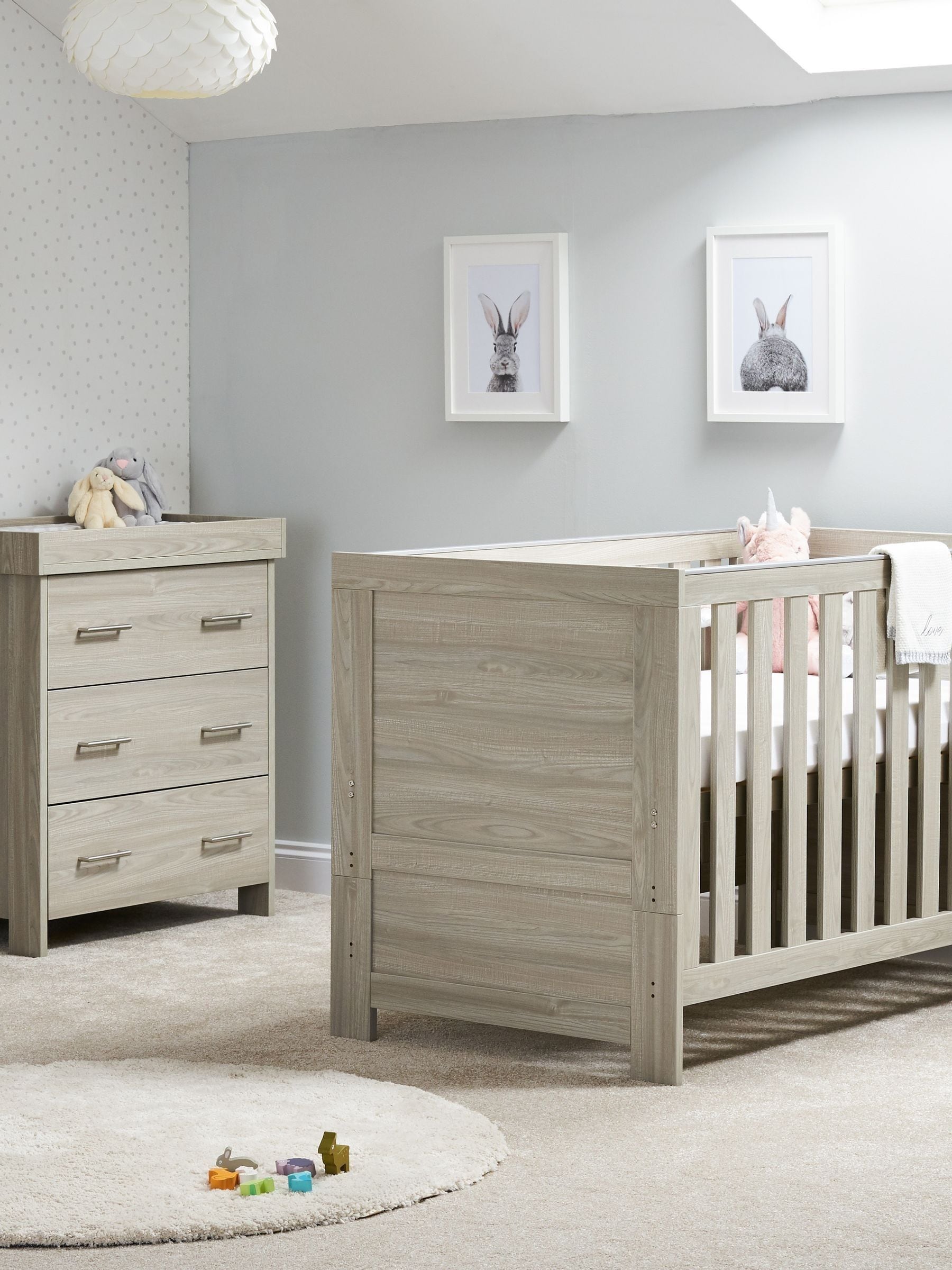 Obaby Grey Wash Nika Nursery Furniture Set 2 Piece ONE