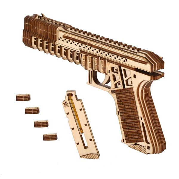 Pistol 3D wooden puzzle Sc model DIY model kit HandCRT gift He decoration mechanical model kit construction toy Y250207