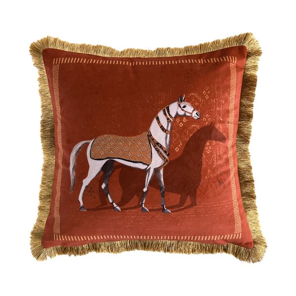 2023 Brand Design Giraffe Horse Silk Pillowcase Sofa Throw Pillow Chair Car Cushion Cover Home Decoration Fashion Pillow