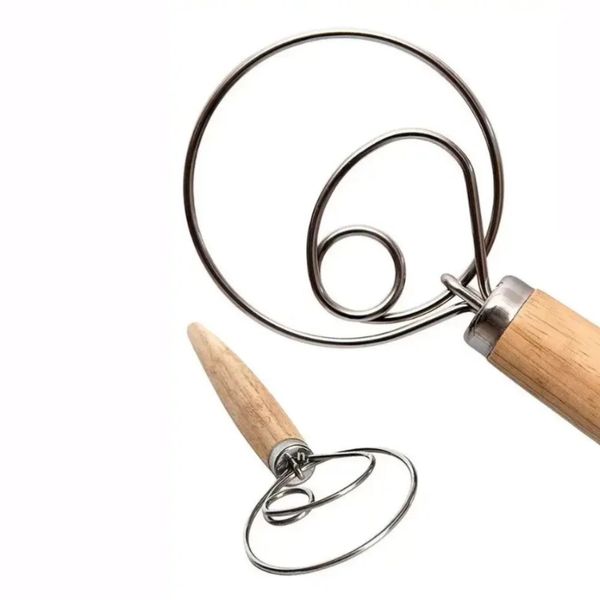 13 Inch Danish Whisk Dough Egg Beater Coil Agitator Tool Bread ur Mixer Wooded Handle Baking Accessories Kitchen Gadgets CPA4482 ss1203