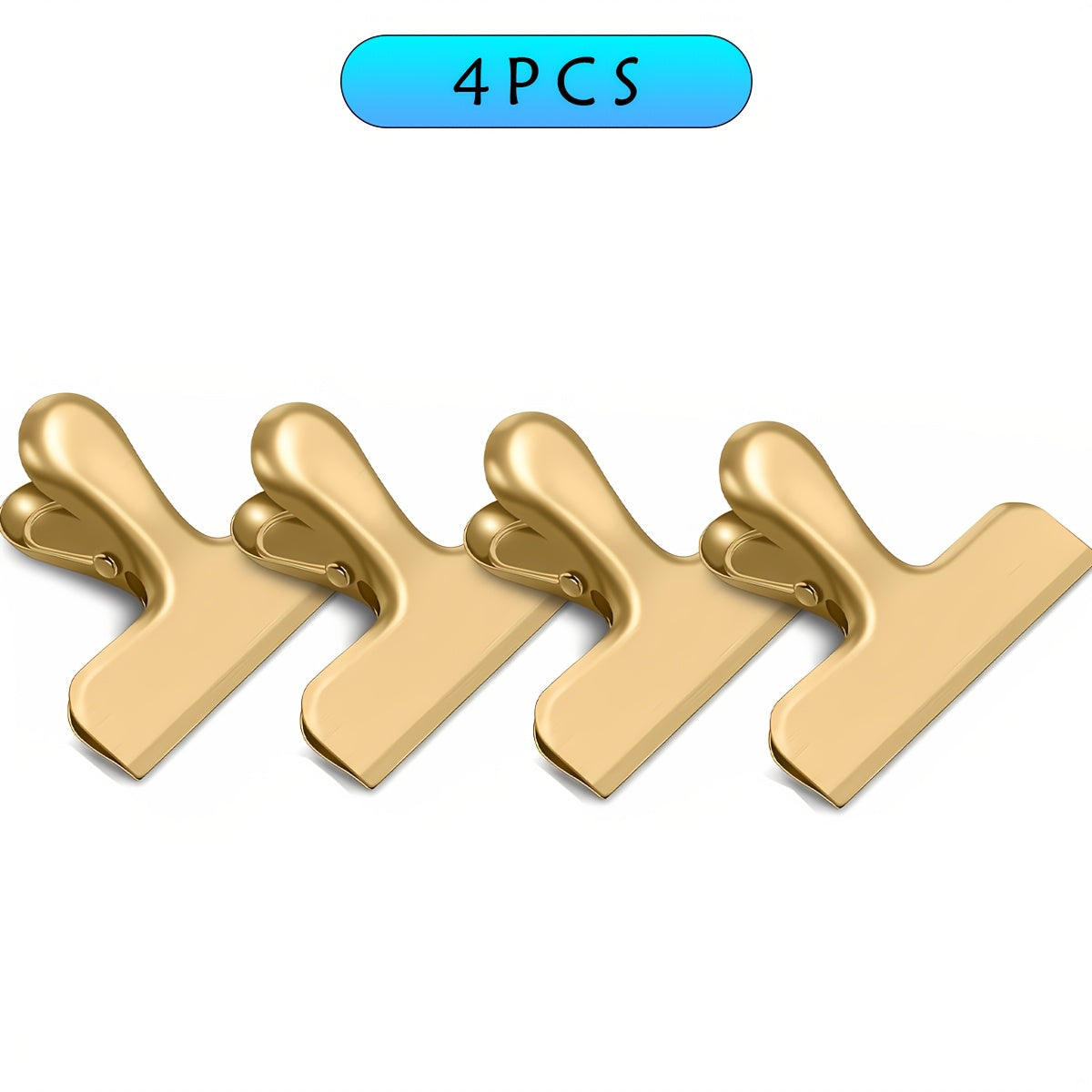 TEMU 4pcs Large Bag Potato Chip Clips, Stainless Steel Potato Chip Bag Clips, Heavy Duty Food Storage Bag Clips, Great For Kitchen Office Use, Heavy