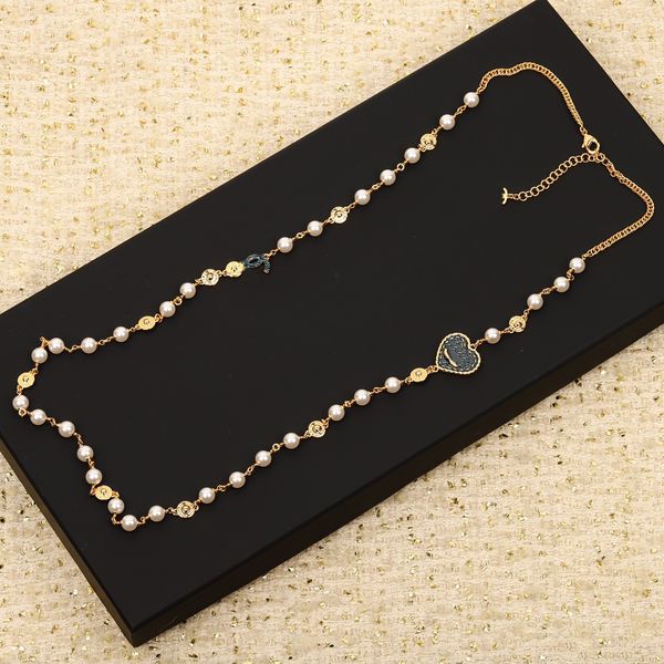Latest styles Women&#039;s sweater chain Pendant Necklaces C jewelry Designer luxury C logo autumn and winter Choker Cclies pearl long-chain