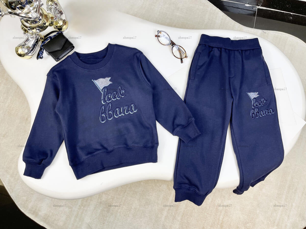 Top baby hoodie set Autumn Embroidery pattern Tracksuits Kids designer Clothes Pullover shirt and sports pants A887X24N000