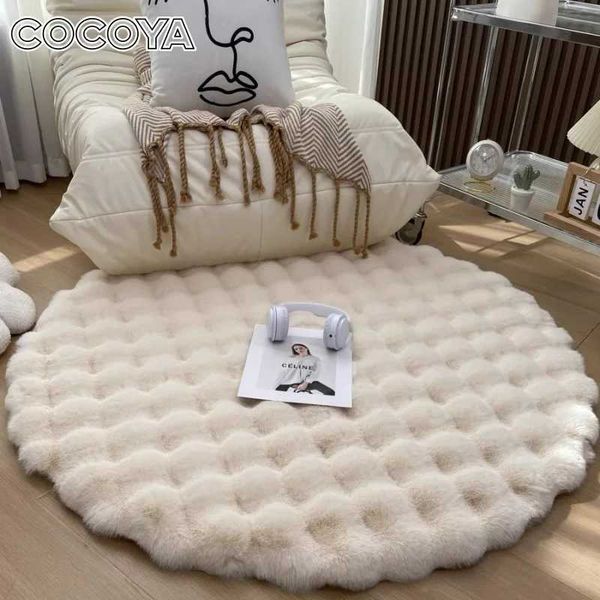 Faux Fur Round Carpets Luxury Bubble Shaped Plushrugs for Bedroom Decor Non Slip Dressing Table Area Rugs Soft Fluffy Floor MatC250102