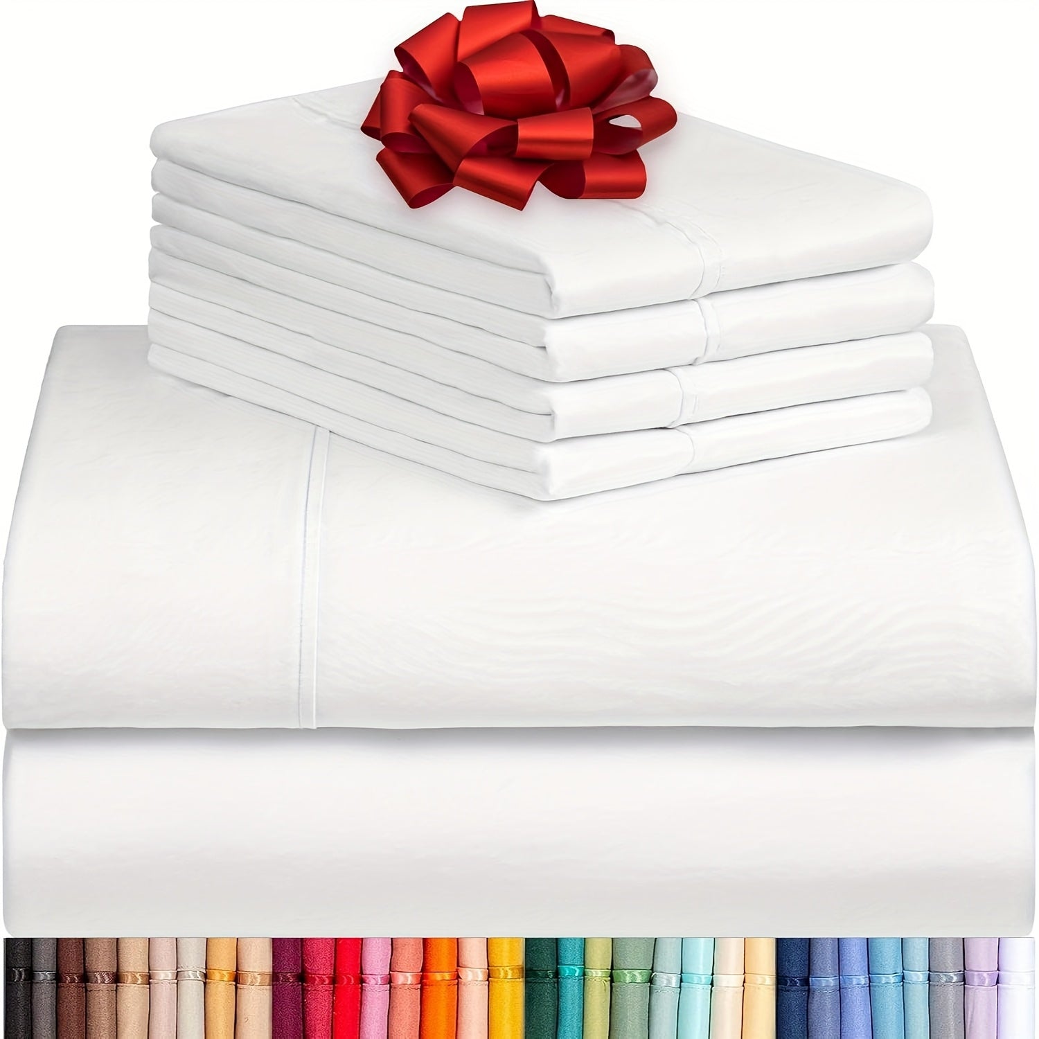 TEMU Smooth 2000tc Luxury Soft Breathable Deep Pockets - Easy Full Queen King Bed Sheets & Pillowcases, Microfiber, 350-400 Gsm, , Machine Washable,