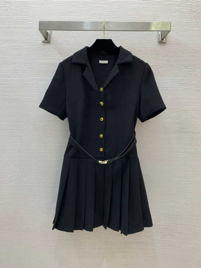 Designer Pleated Cocktail Dress Vintage Print Long Sleeve Waist Cinching Women Dresses Summer Luxury Clothing Beach Wedding Guest Formal Office Part