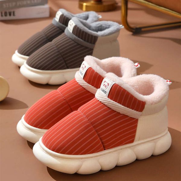 2024 New PU Leather Women Cotton Padded Warm Package Heel Home Shoes Winter Indoor Waterproof Couple Short Boots