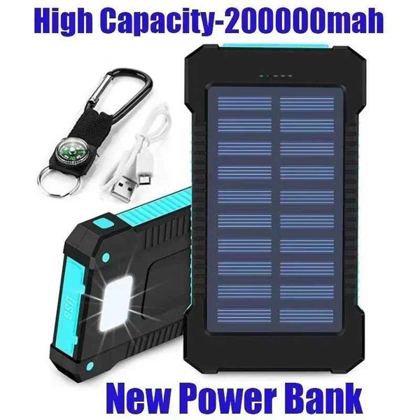Cell Phone Power Banks 200000mAh Solar Power Bank LEDSOS Flashlight FAST Charging External Battery Portable Waterproof Powerbank for Smart M