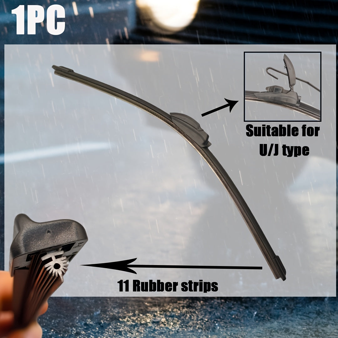 TEMU 11-layer Rubber Blade Wiper - Definition, , Front Windshield Rain Scraper - Full Size Range With U-j Adapter - Essential For Car Ideal