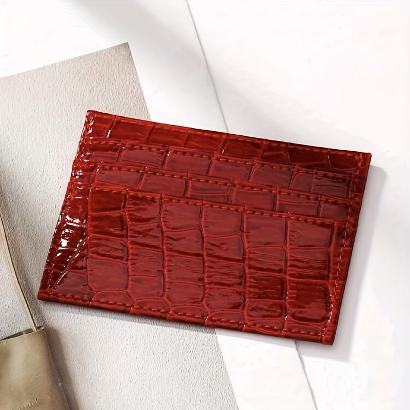 TEMU European- Crocodile Pattern Card Holder, Multi-card Slots, Unlined, Wet , Fashion Accessory For Men And Women