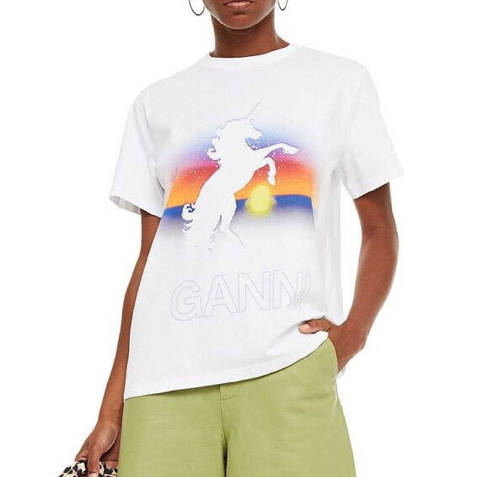 GAN 23ss Women Designer T shirt Summer Fashion Clothing New Trend Personalized Design Sense Niche White Casual Cotton TeesShort Sleeved Tops