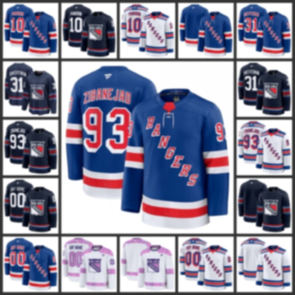 Alexis Lafreniere Hockey Jersey Igor Shesterkin Artemi Panarin Mika Zibanejad Vincent Trocheck Chris Kreider Adam Fox Will Cuylle Matt Rempe Custom