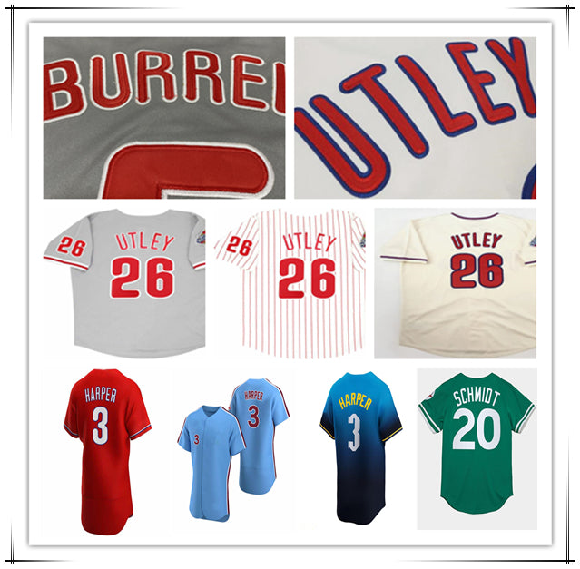 2008 Philadelphia Vintage World Series WS Baseball Jersey Chase Utley Ryan Howard Jimmy Rollins Shane Victorino Cole Hamels Pat Burrell Carlos Ruiz