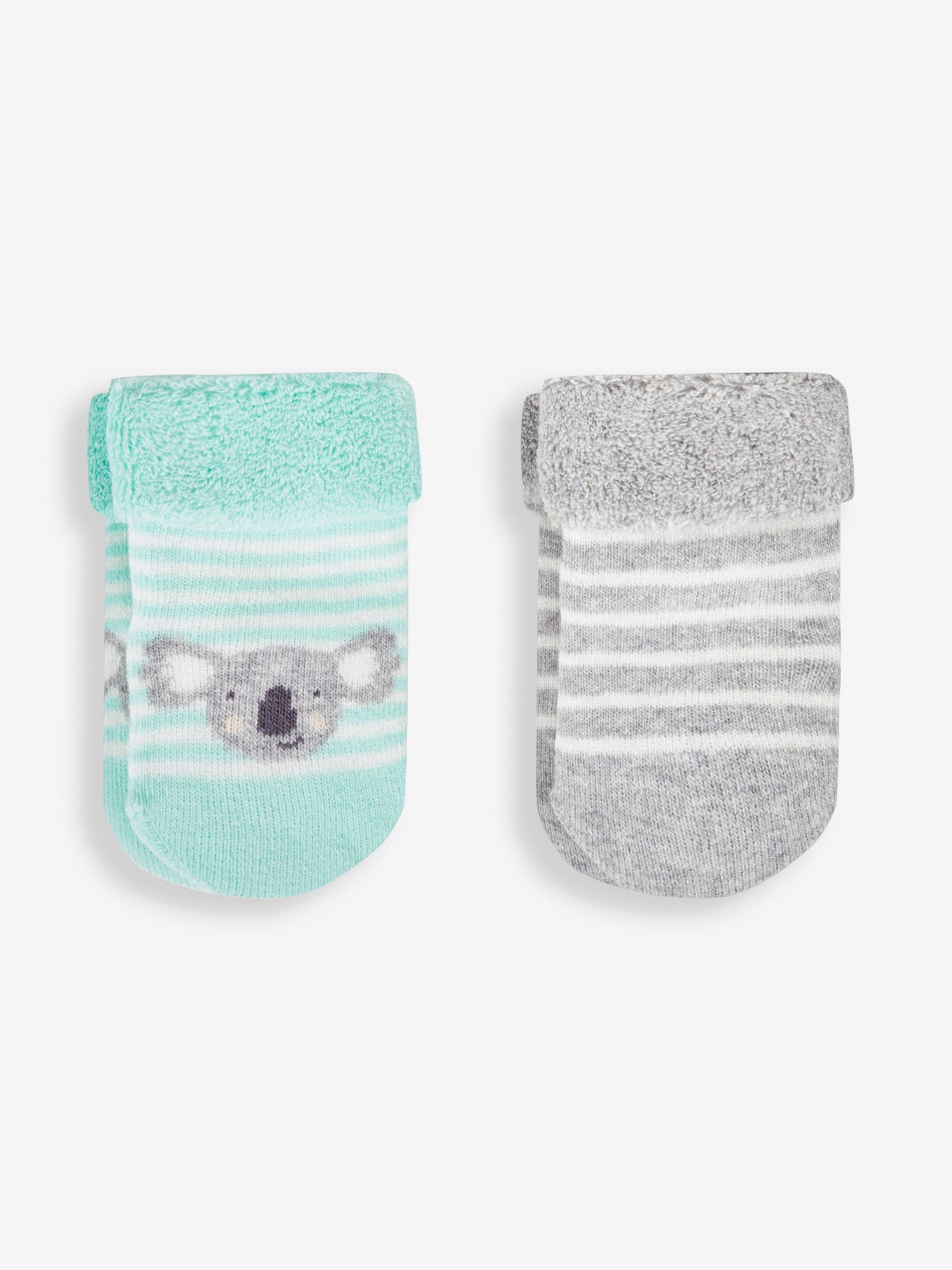 Green Koala 2-Pack Baby Socks NEWBORN