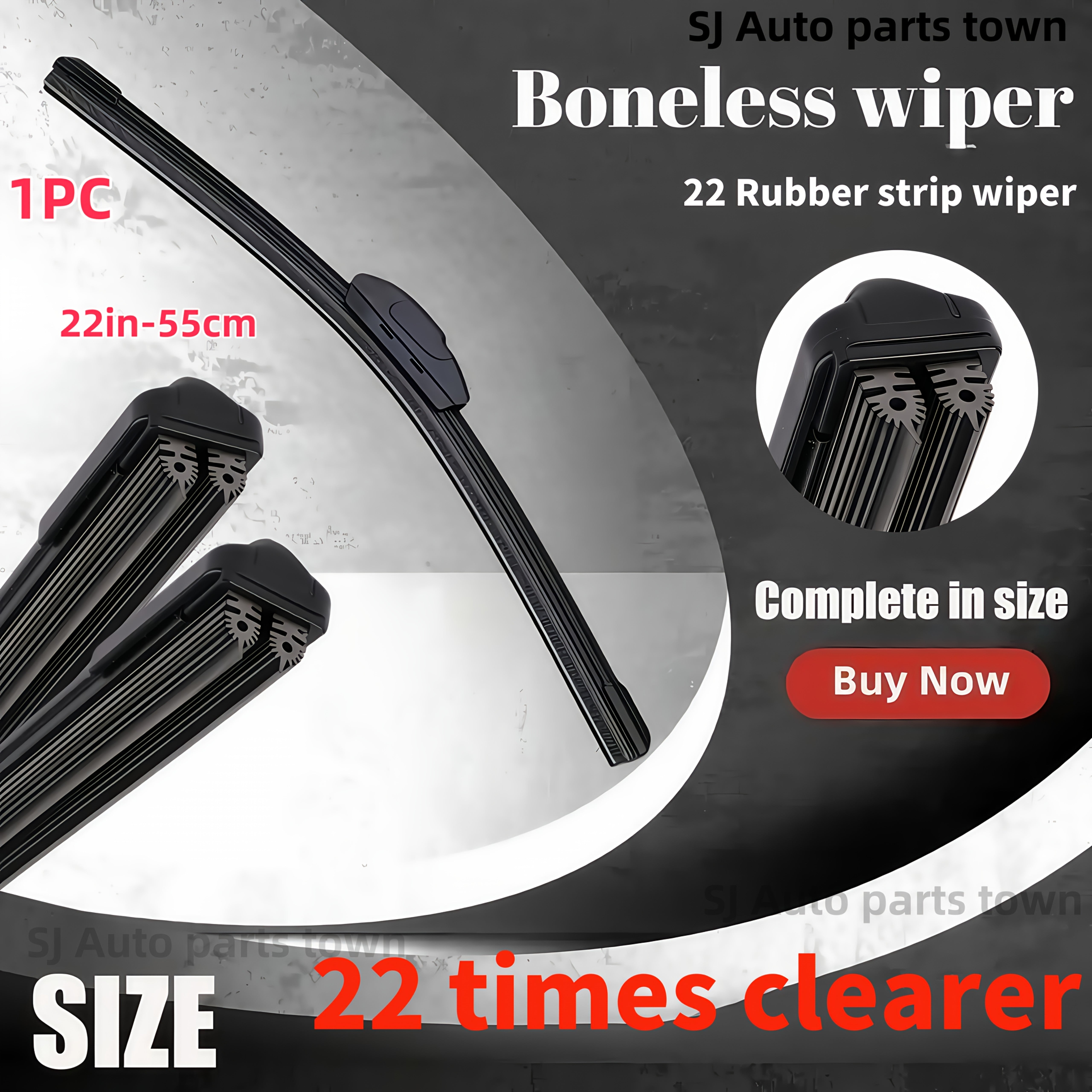 TEMU Brand New Upgraded Universal Fit 22-layer Rubber Wiper - J-u Hook Type, High Definition, Silent, Compatible With 99% Of Vehicle Models, In Sizes