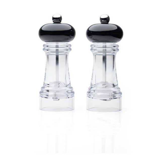 Taylors Eye Witness Salt and Pepper Mill Clear-Black Set Of 2