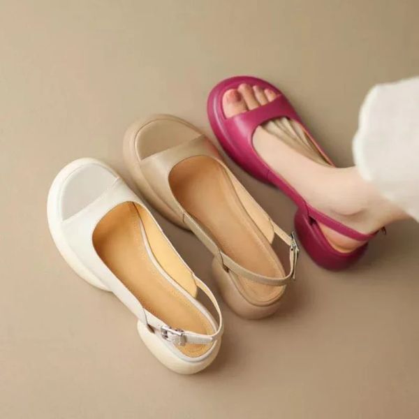 2024 Summer Platform Sandals: Women&#039;s Leather PU Open Toe Gladiator Casual Shoes