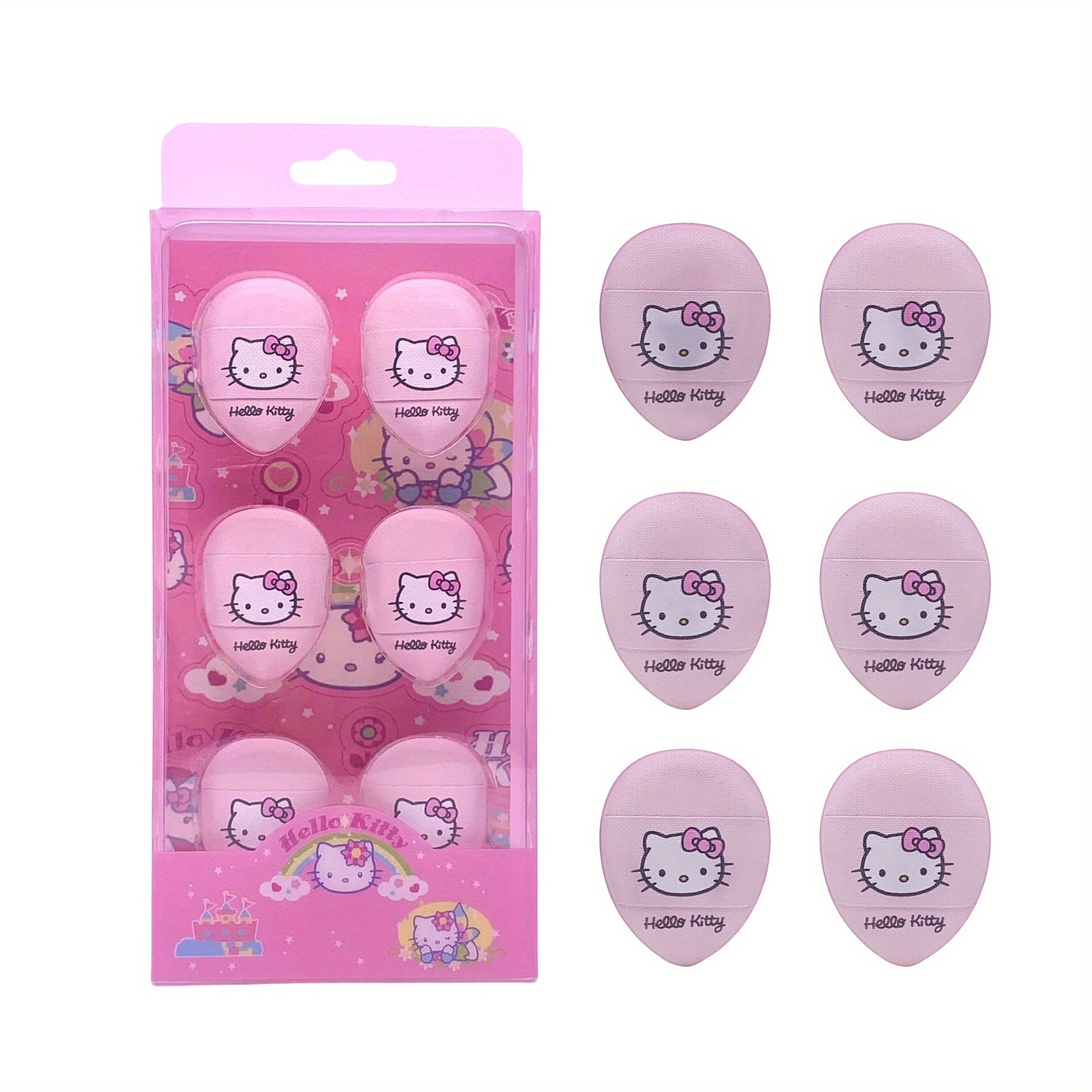 TEMU Cartoon Hello Kitty Kuromi Thumb Air Cushion Puff Finger Sponge Mini Slippers Makeup Beauty Blender, Cosmetic Applicator, Beauty Tool, Cute