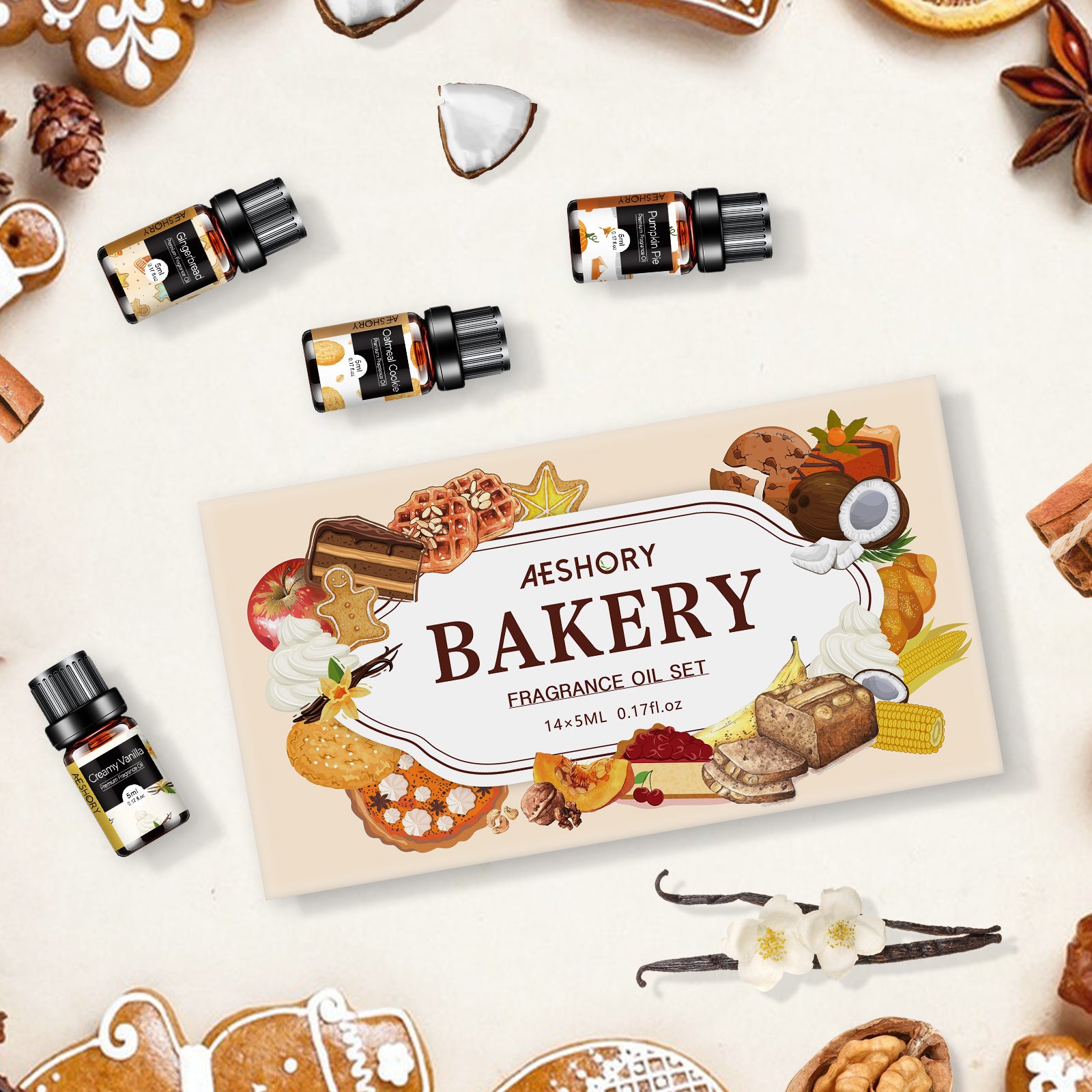 TEMU 14 Pcs Bakery Essential Oils Set - Fragrance Oil For Diffusers, Candle Making - Best Gift Set , , Oatmeal Cookie, Gingerbread, Cinnamon Scented