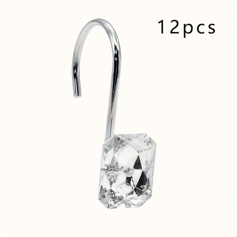TEMU 12pcs Elegant Shower Curtain Hooks - Stainless Steel, , Perforated Design For A Touch Of In The Bathroom, Bathroom Decor And Accessories
